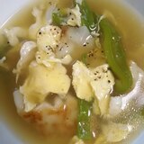 餃子とピーマンの卵スープ(^^)
